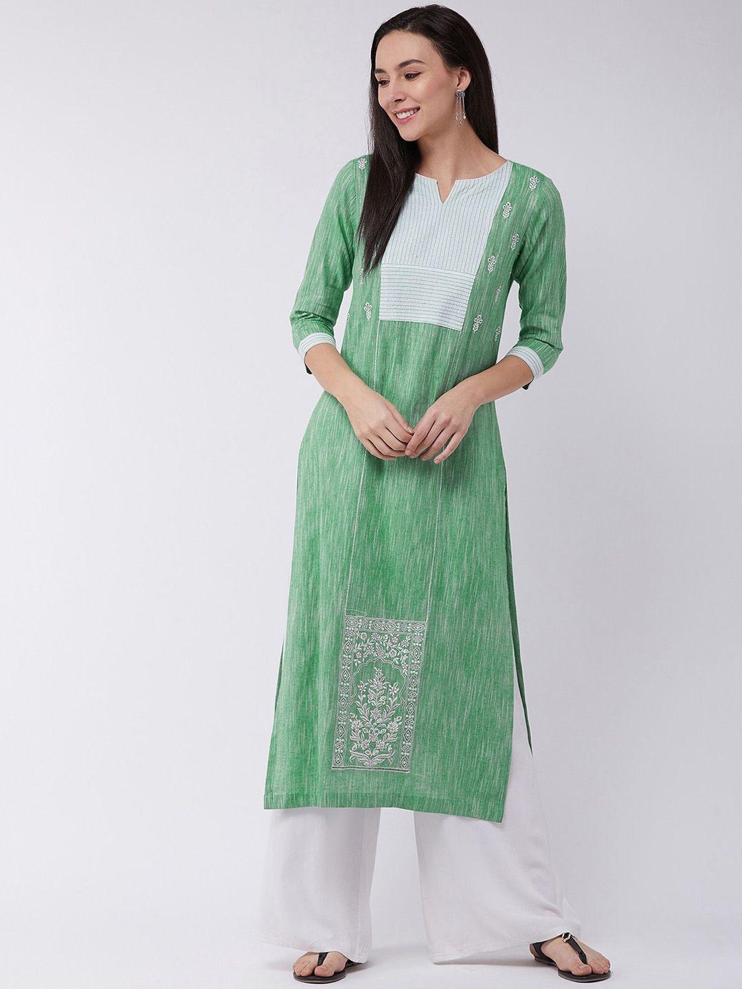 pannkh floral embroidered thread work cotton kurta