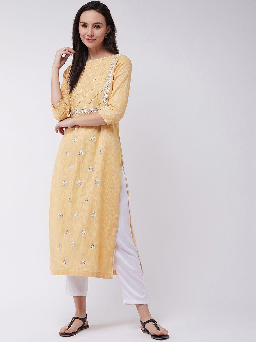 pannkh floral yoke design pure cotton kurta