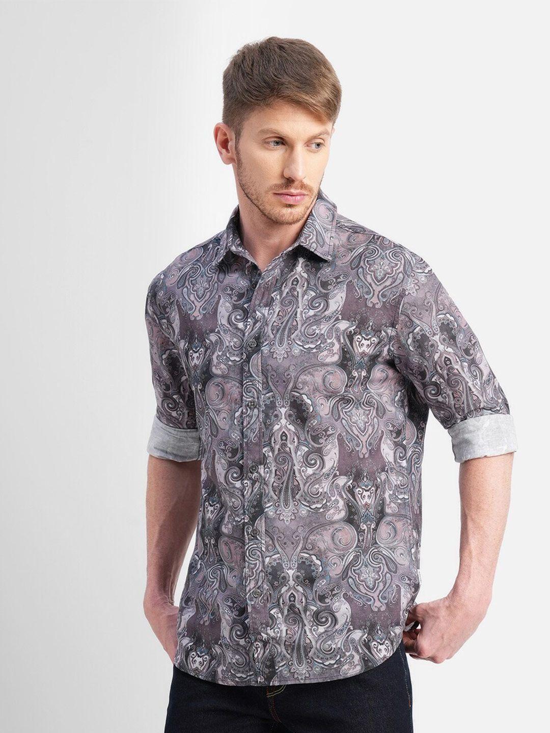 jack & jones slim fit ethnic motifs printed cotton casual shirt