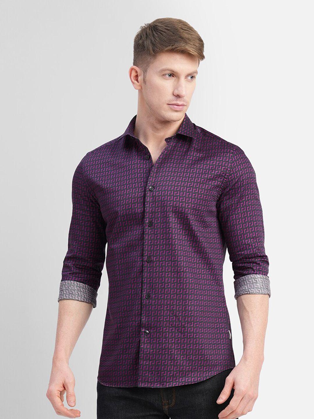 jack & jones slim fit geometric printed casual cotton shirt