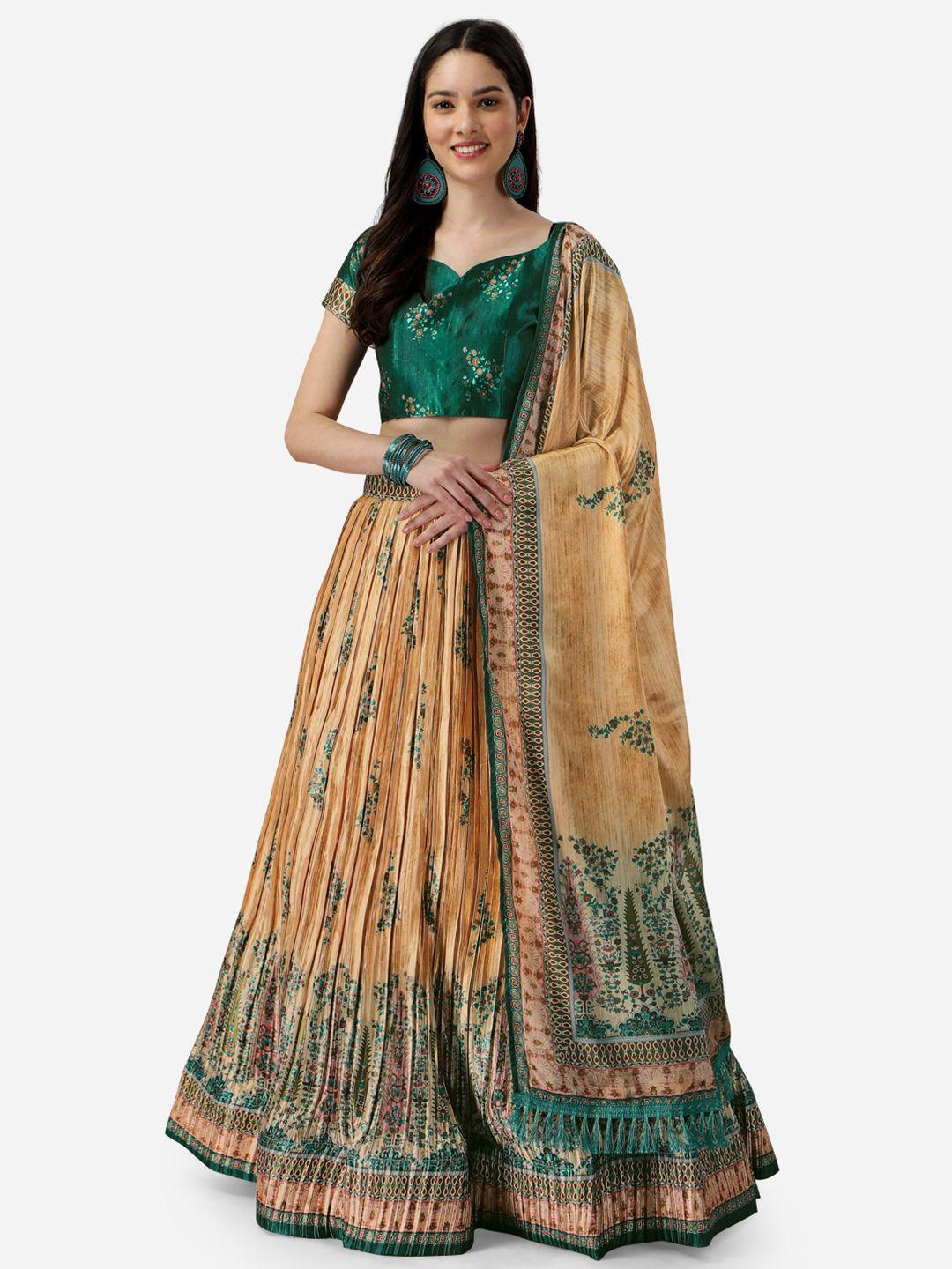 yoyo fashion printed semi stitched lehenga & unstitched blouse with dupatta