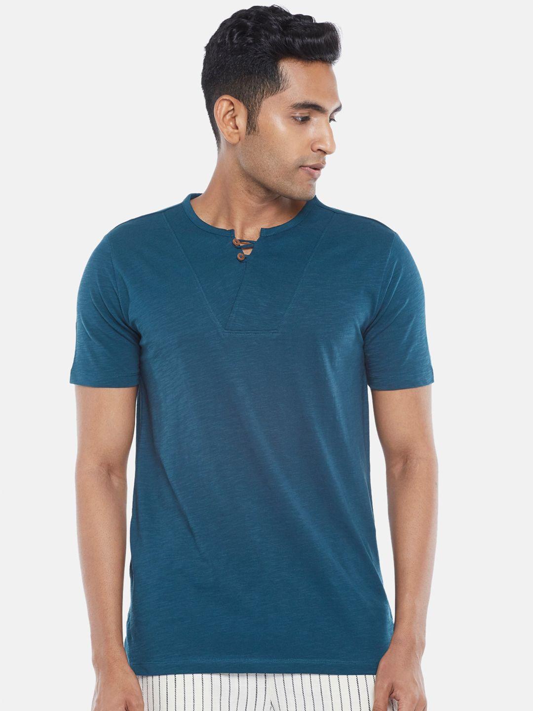 7 alt by pantaloons henley neck cotton slim fit t-shirt