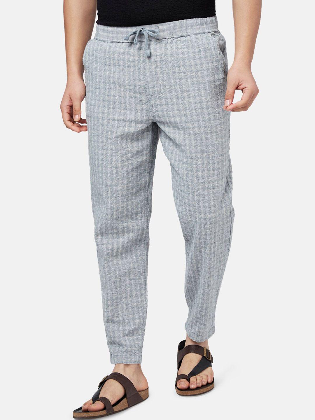 7 alt by pantaloons men checked mid rise cotton trousers