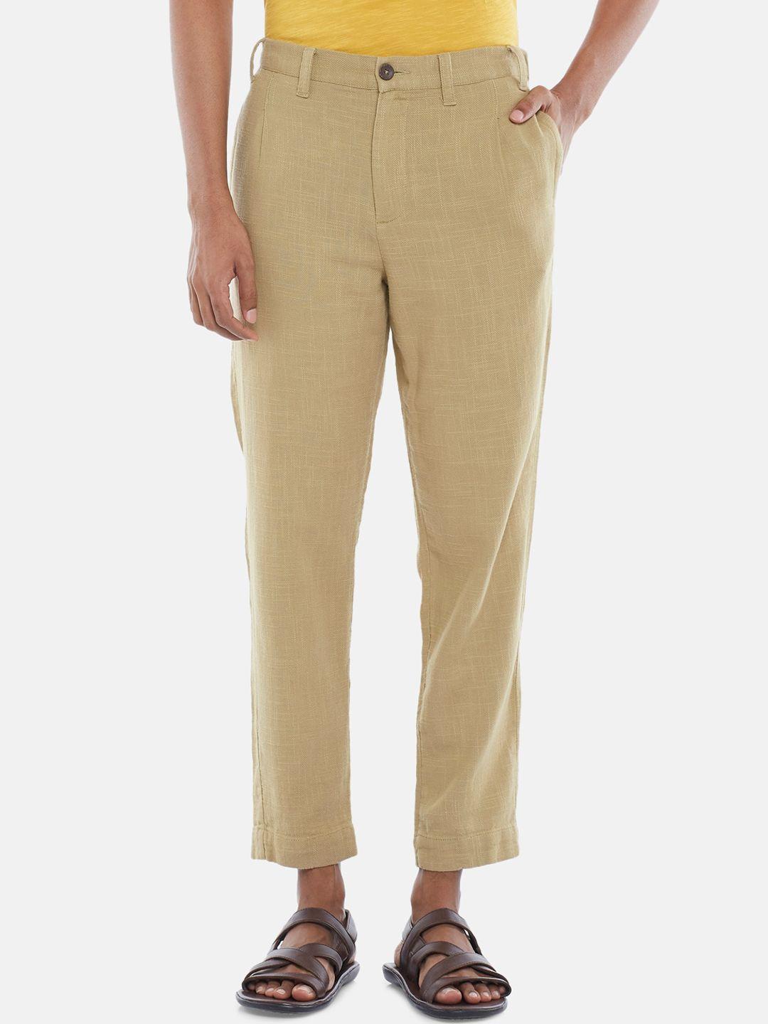 7 alt by pantaloons men pleated cropped cotton mid rise trousers