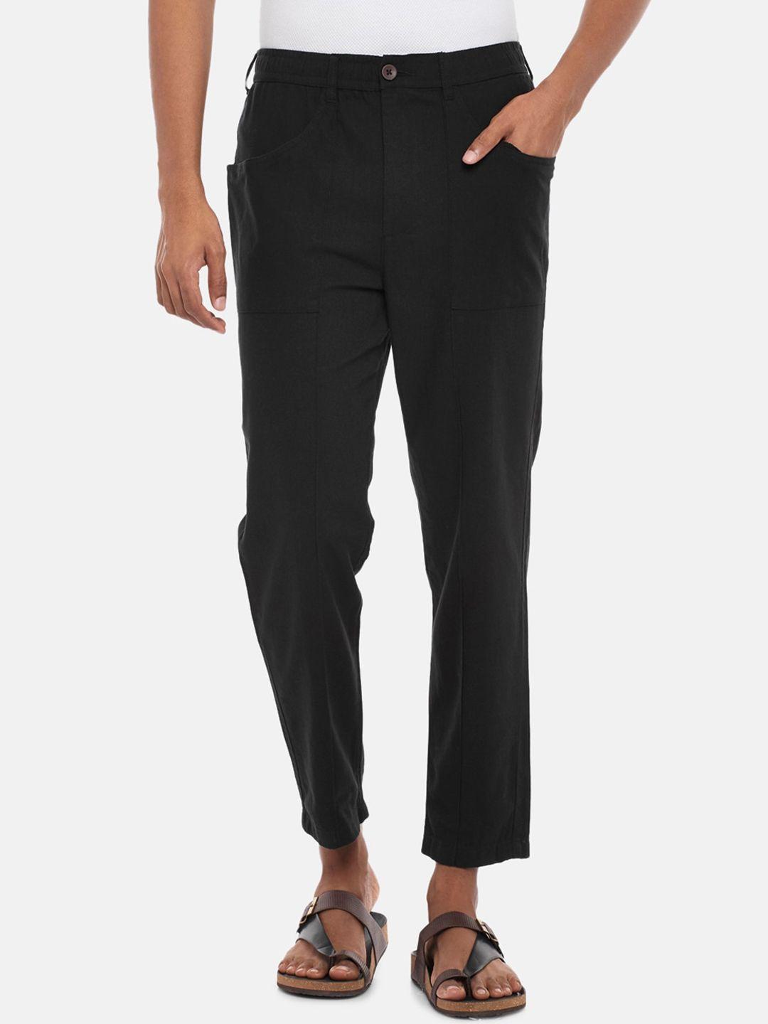 7 alt by pantaloons men cropped cotton mid rise trousers