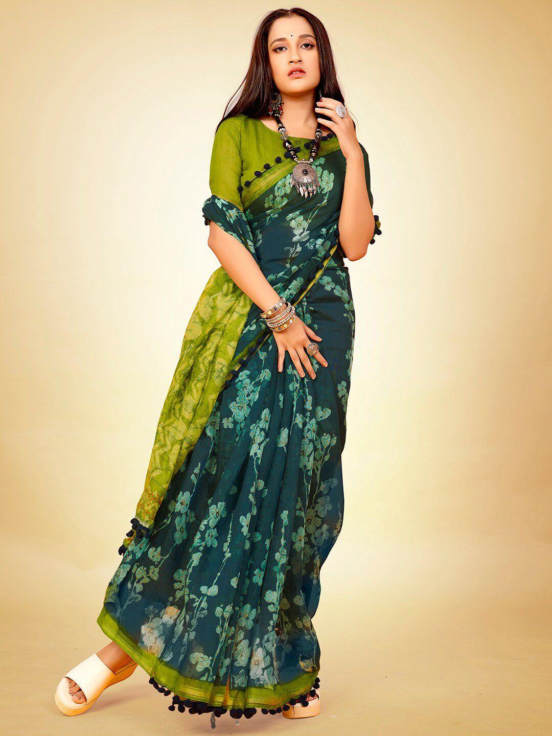 anouk floral printed embelished saree