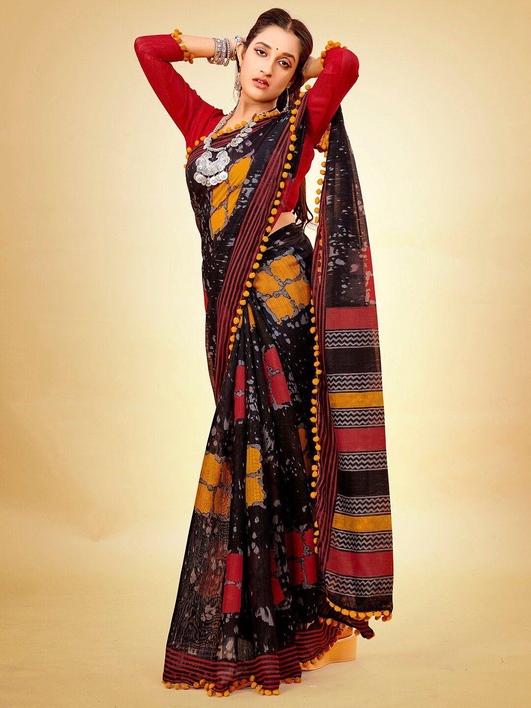 anouk abstract printed embellished saree