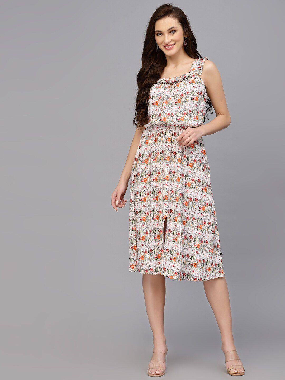 valbone floral printed shoulder straps georgette a-line midi dress