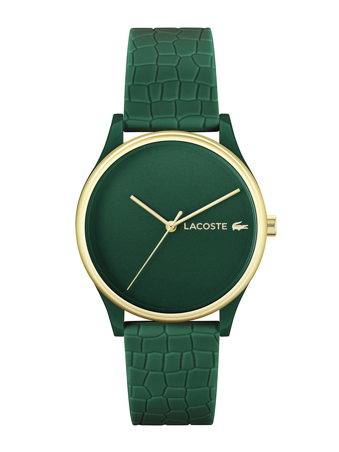 lacoste women textured silicon straps analogue watch 2001247