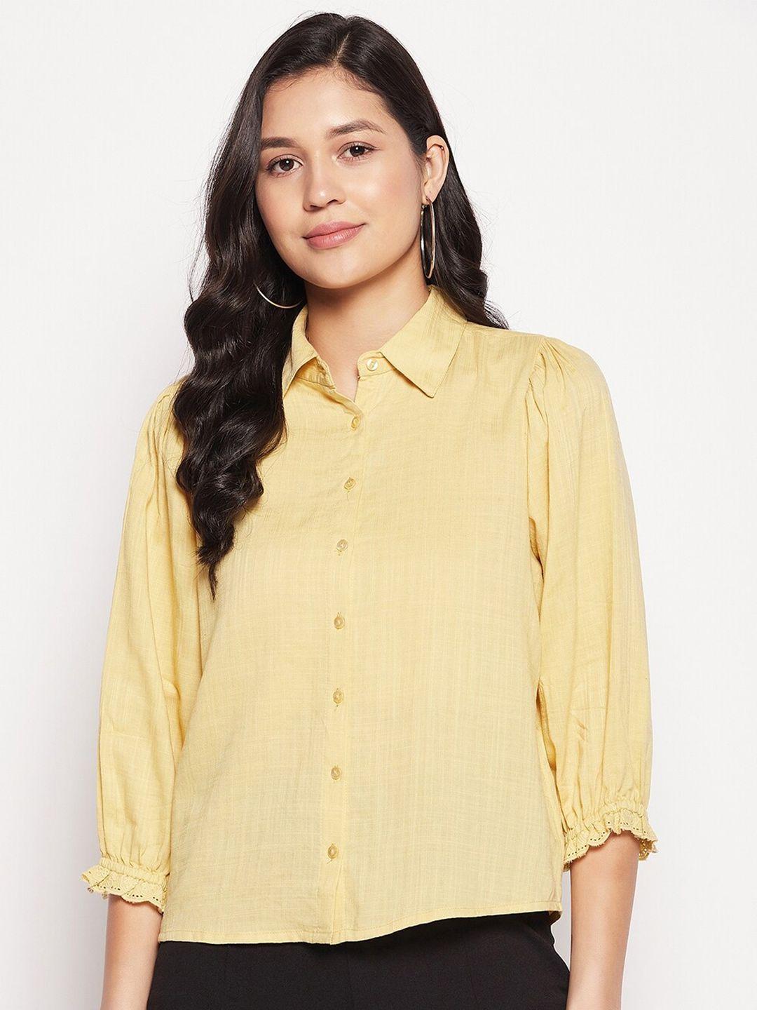 madame puff sleeves high-low casual shirt