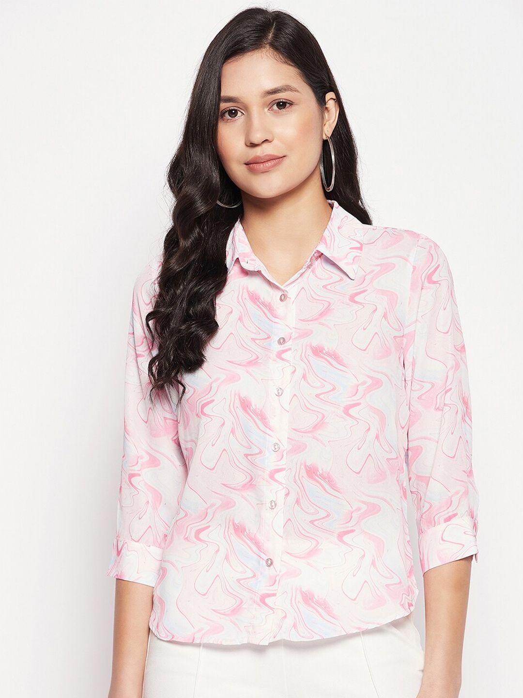 madame spread collar abstract printed casual shirt