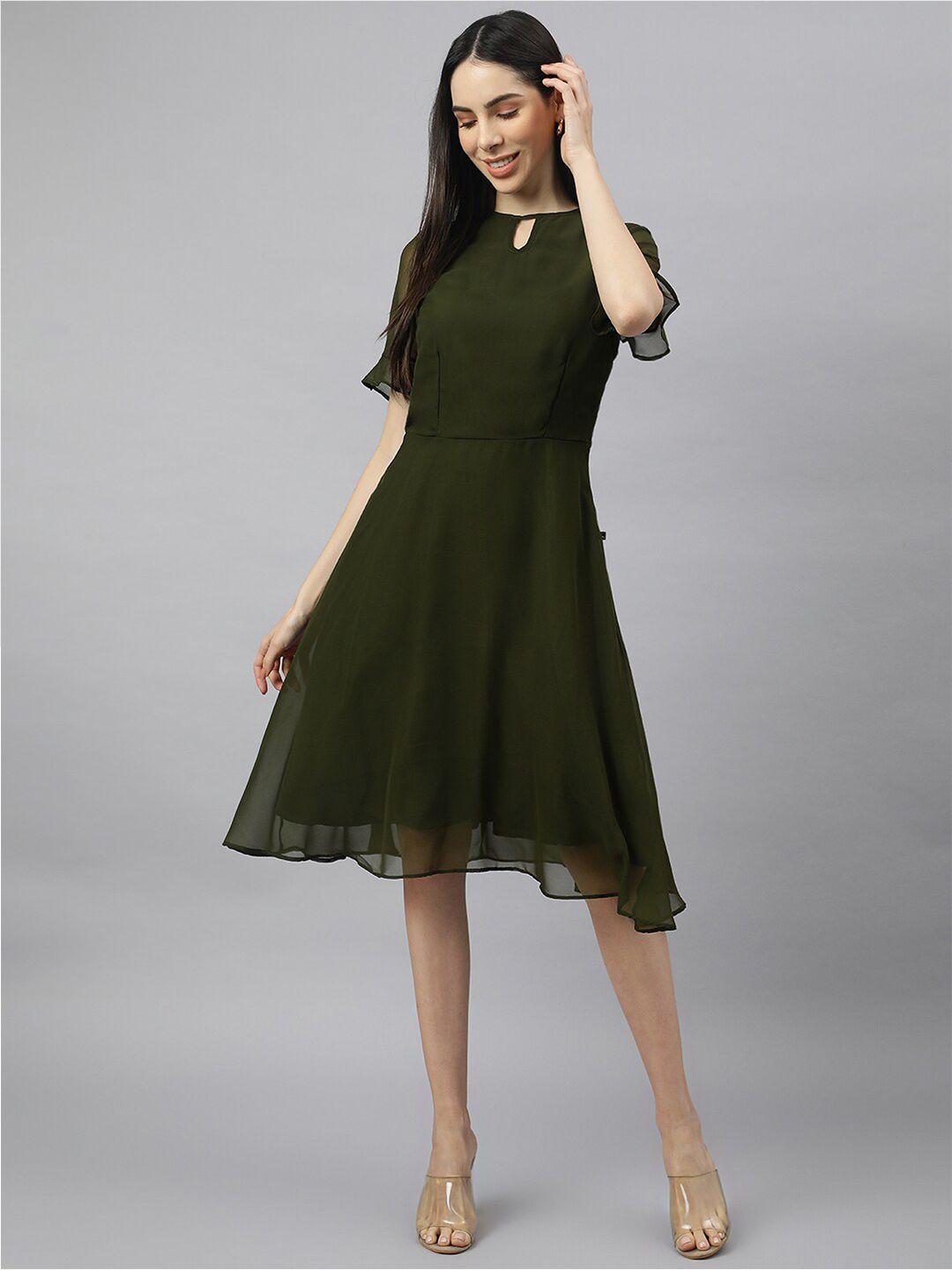 valbone keyhole neck georgette dress