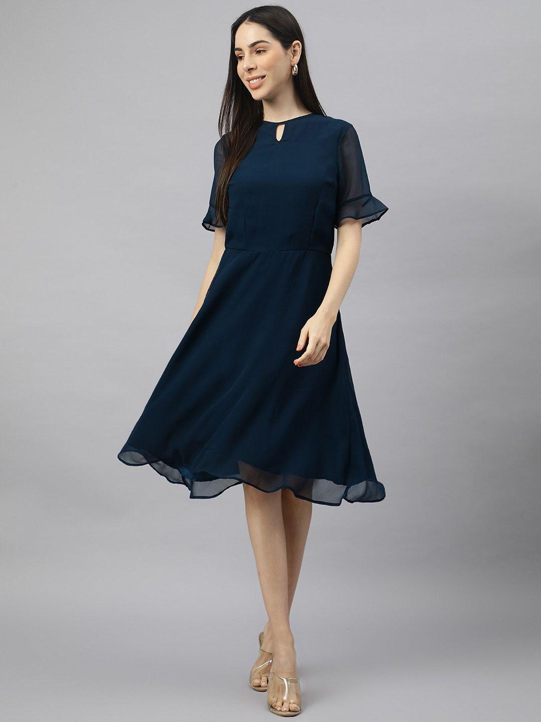 valbone keyhole neck georgette dress