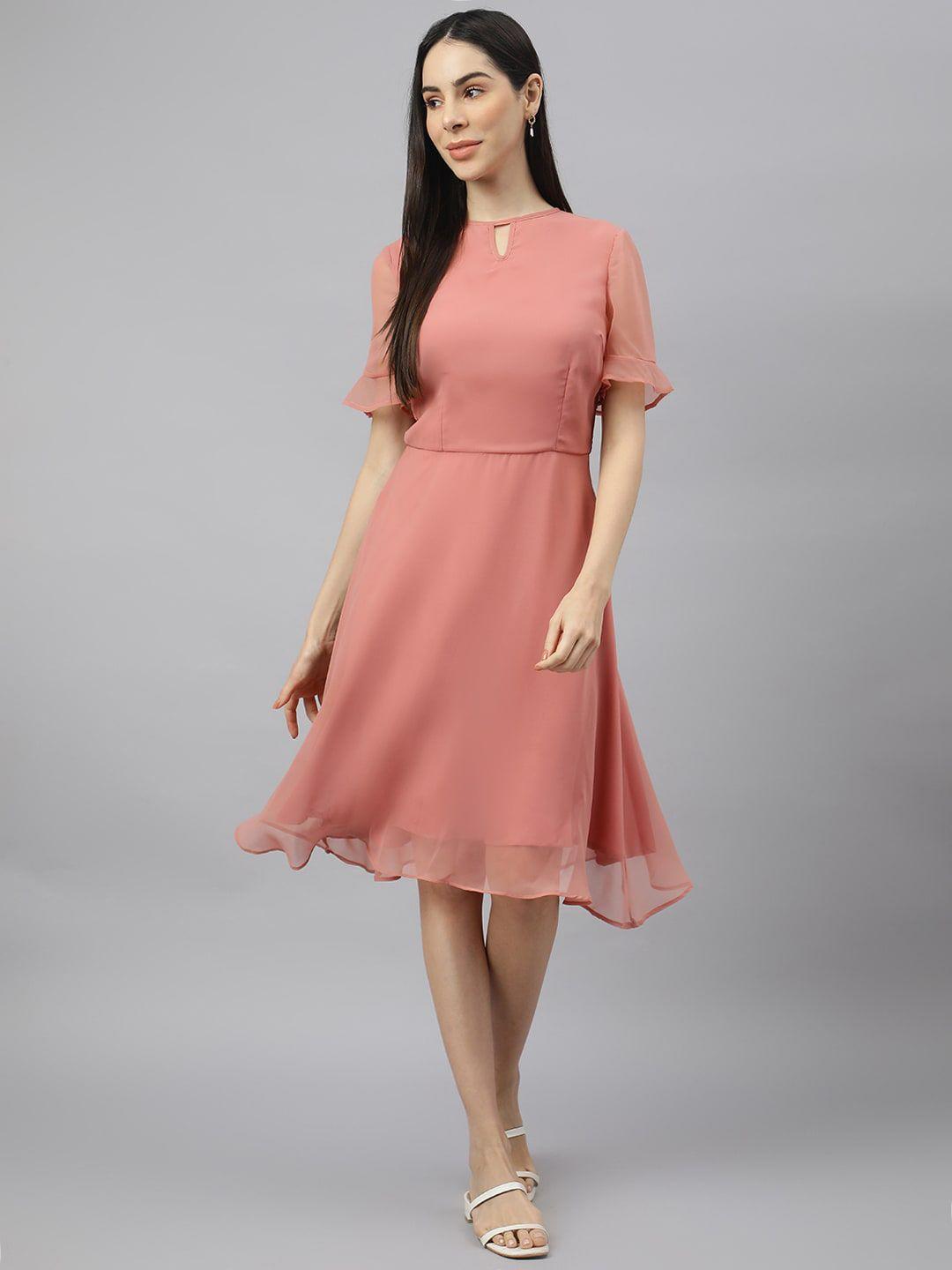 valbone keyhole neck georgette dress