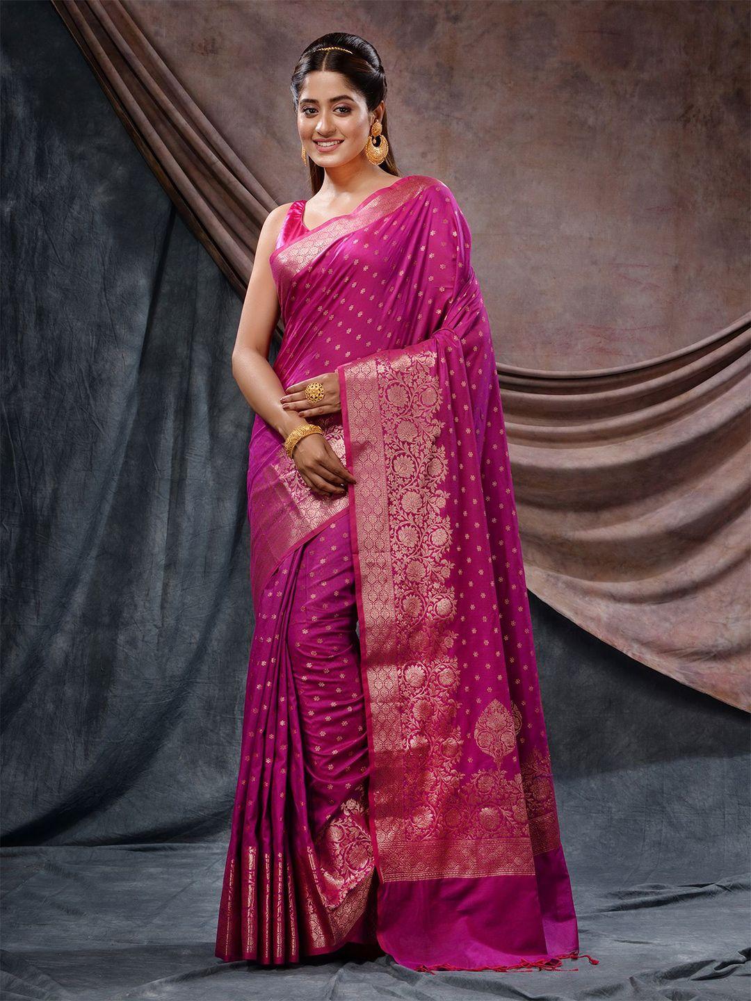 charukriti floral woven design zari saree