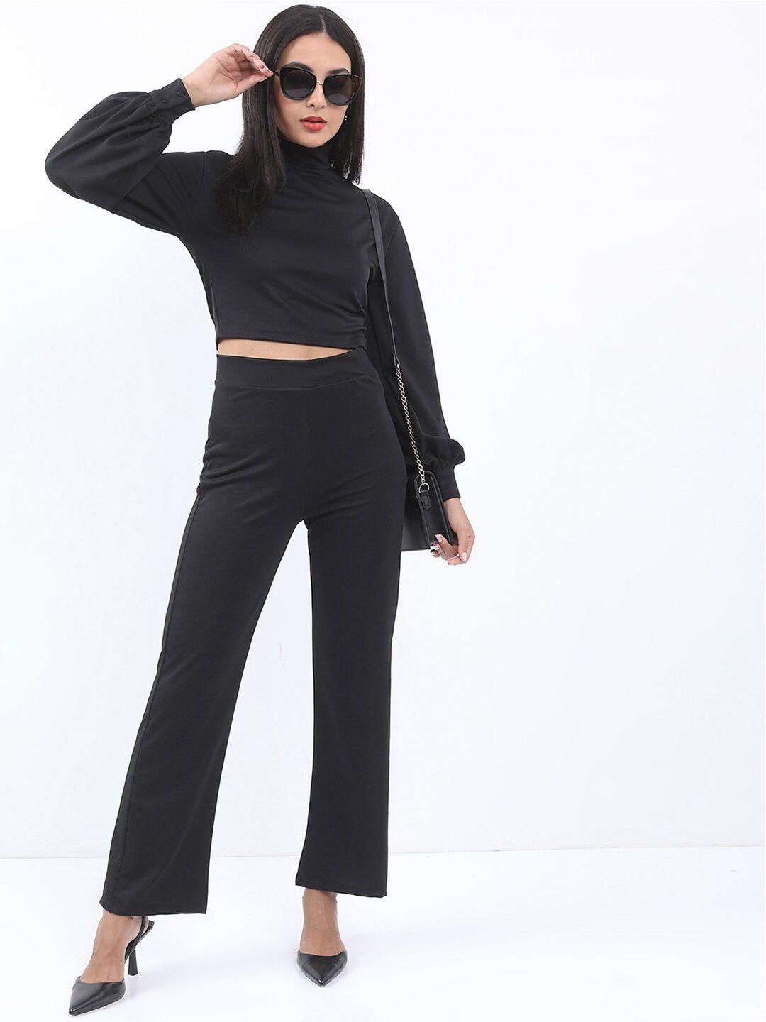 tokyo talkies women black top with trousers