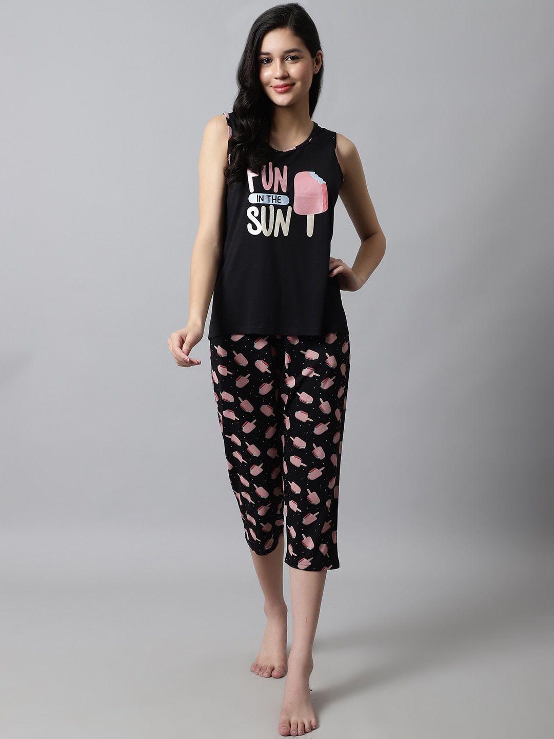 kanvin typography printed night suit