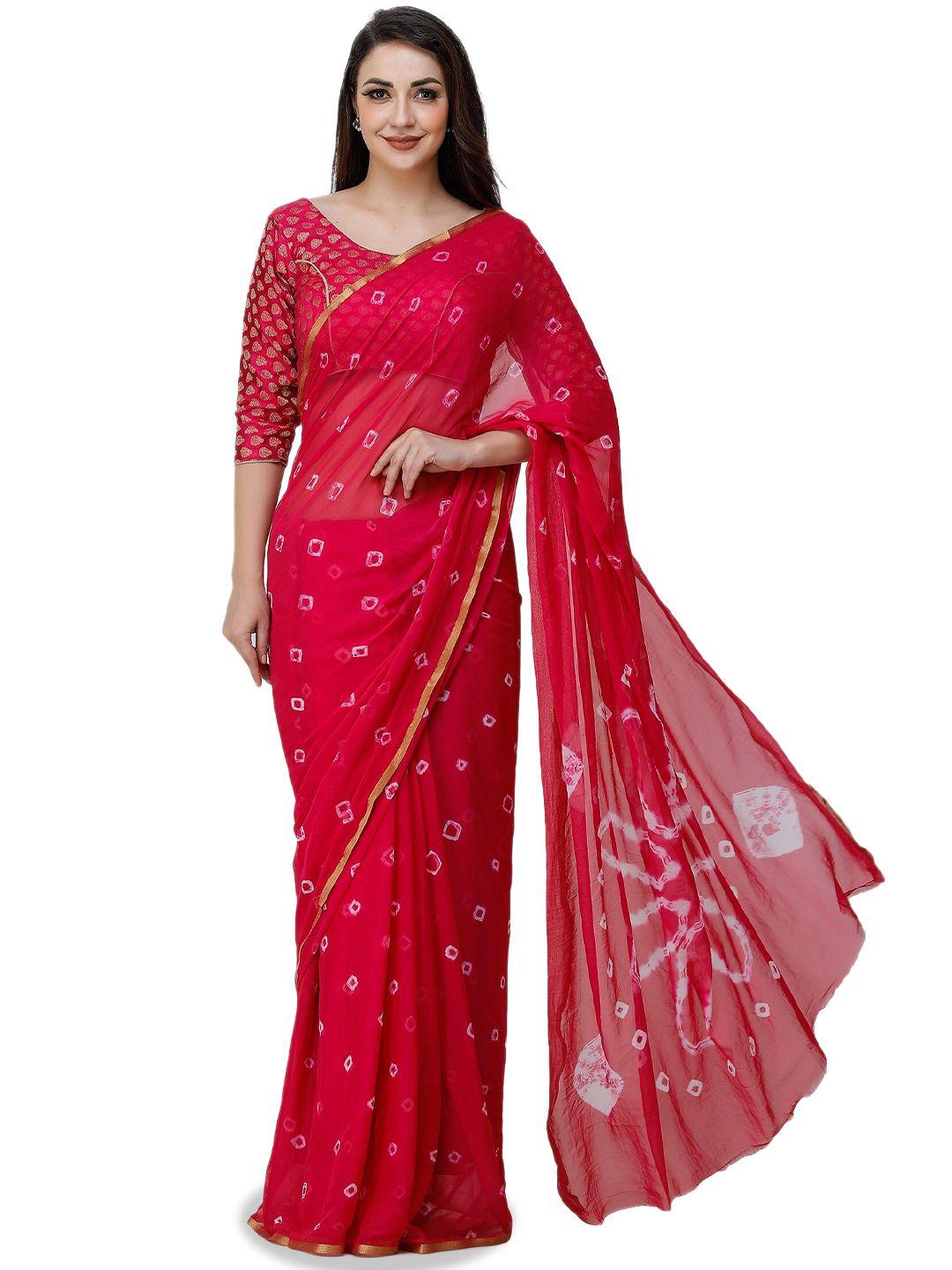 clafoutis bandhani zari border pure chiffon bandhani saree