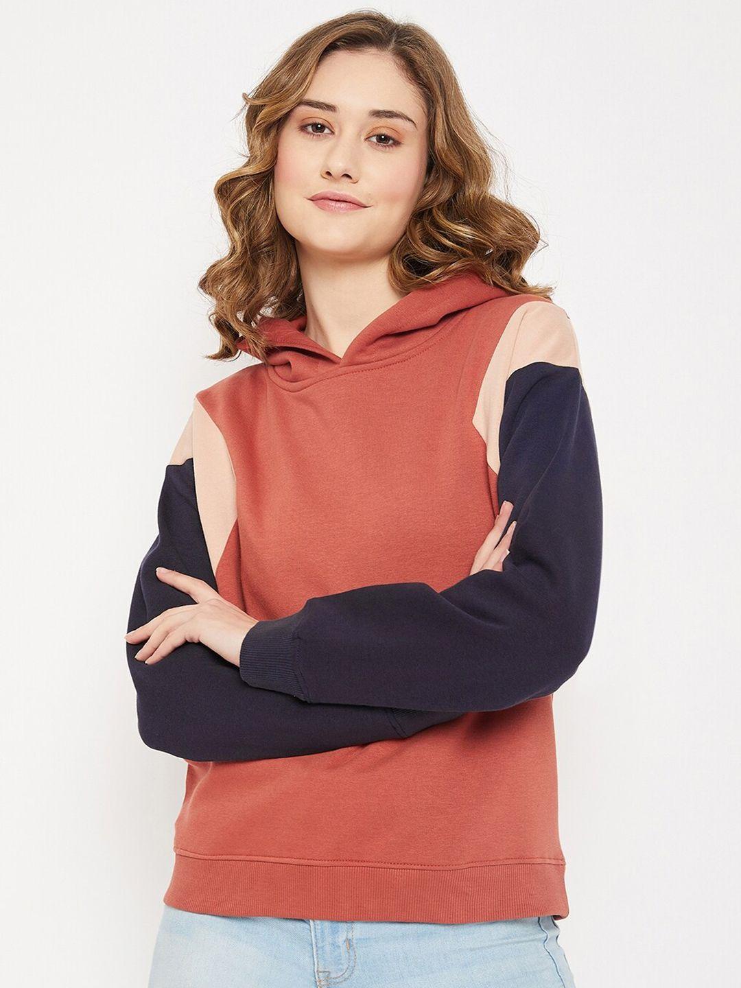 cantabil colourblocked hooded fleece sweatshirt