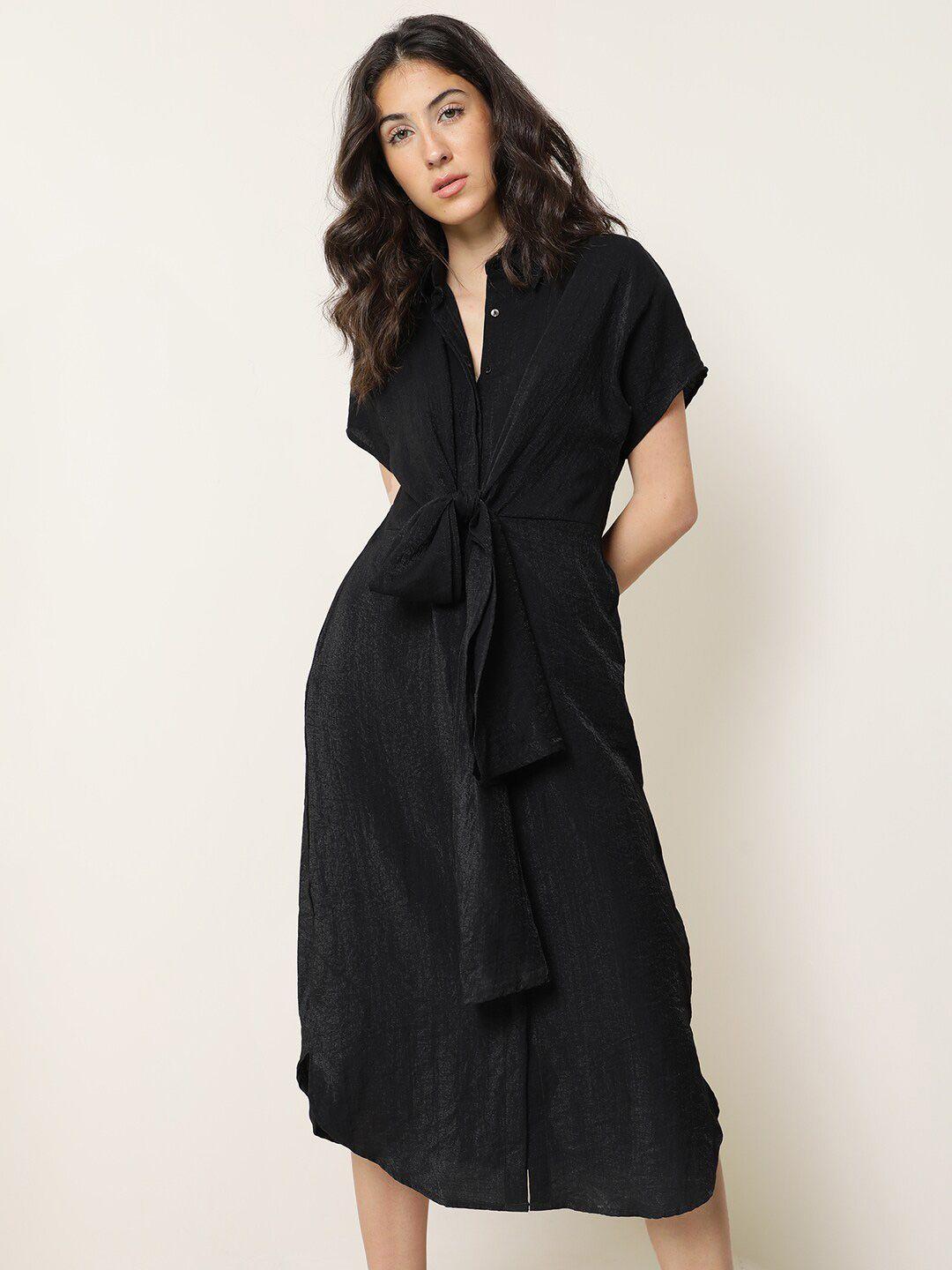 rareism extended sleeves shirt midi dress