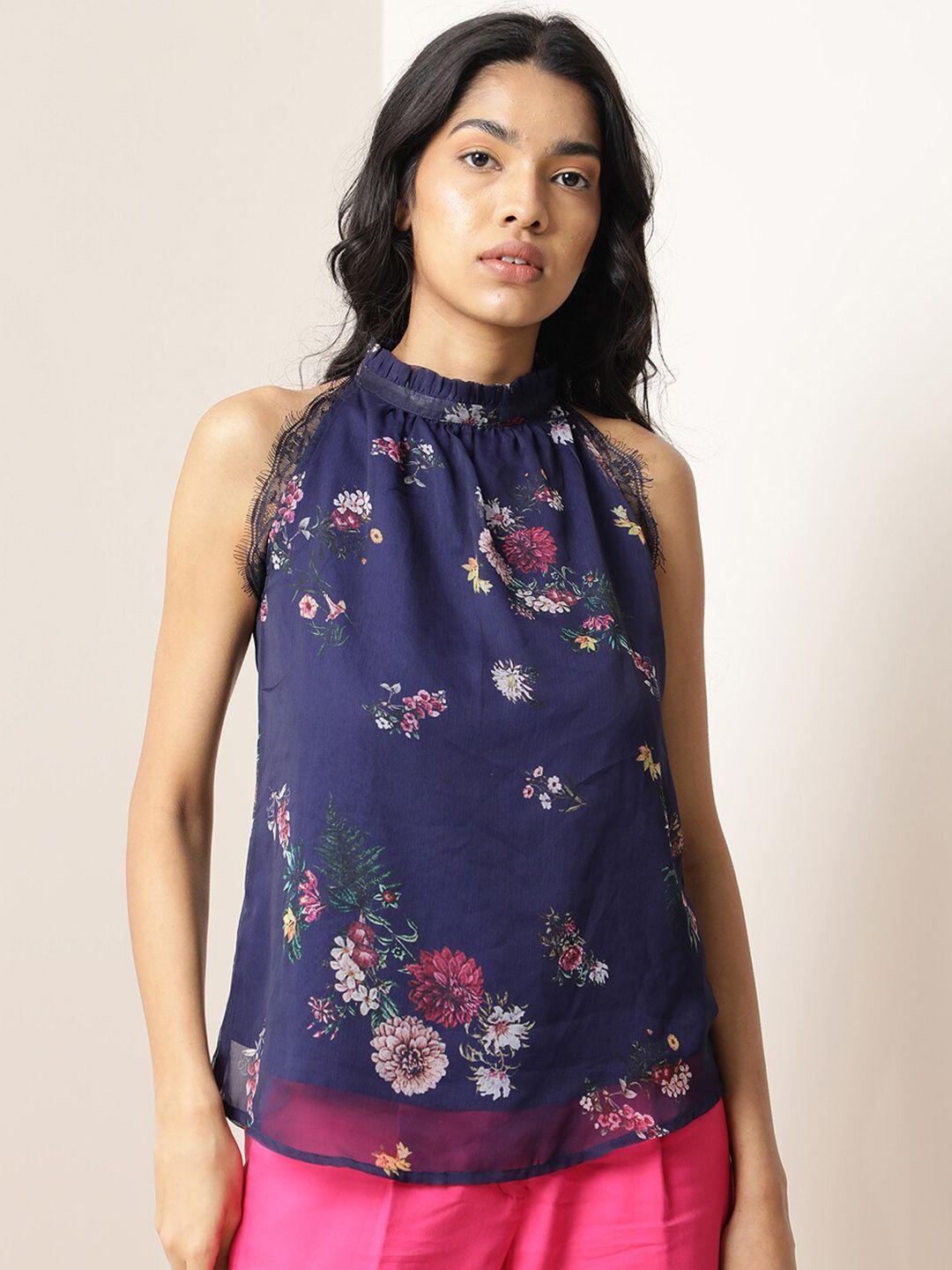 rareism floral print halter neck top