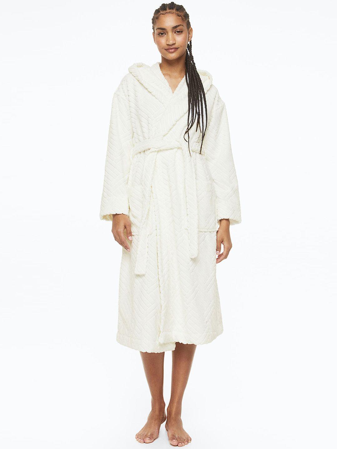 h&m pure cotton hooded terry dressing gown