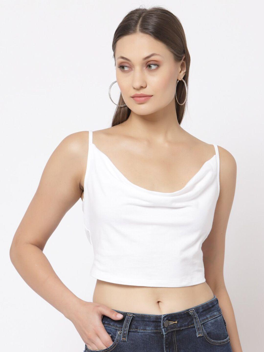 yoonoy cowl neck shoulder straps crop top