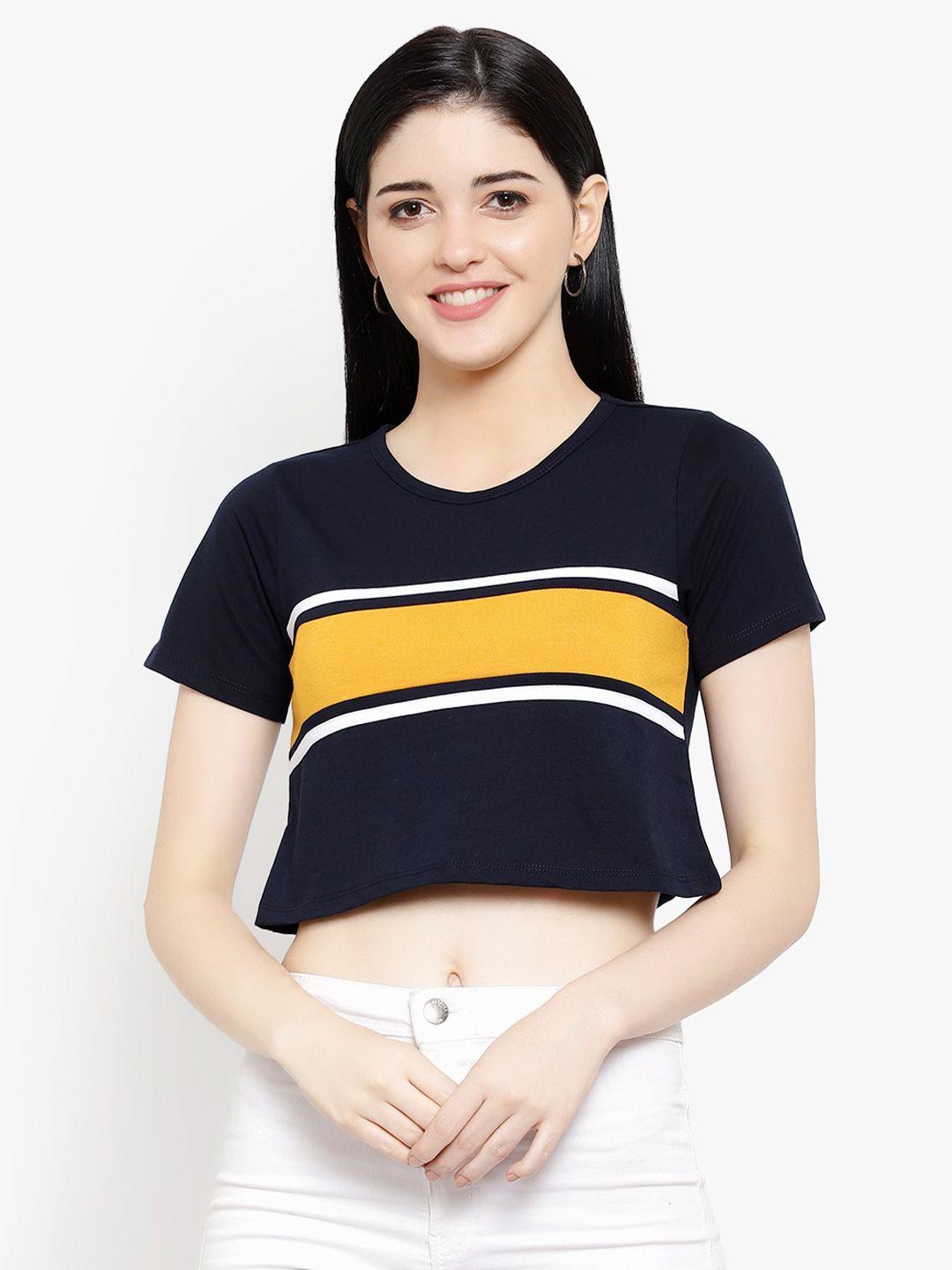 le bourgeois striped loose fit boxy crop t-shirt