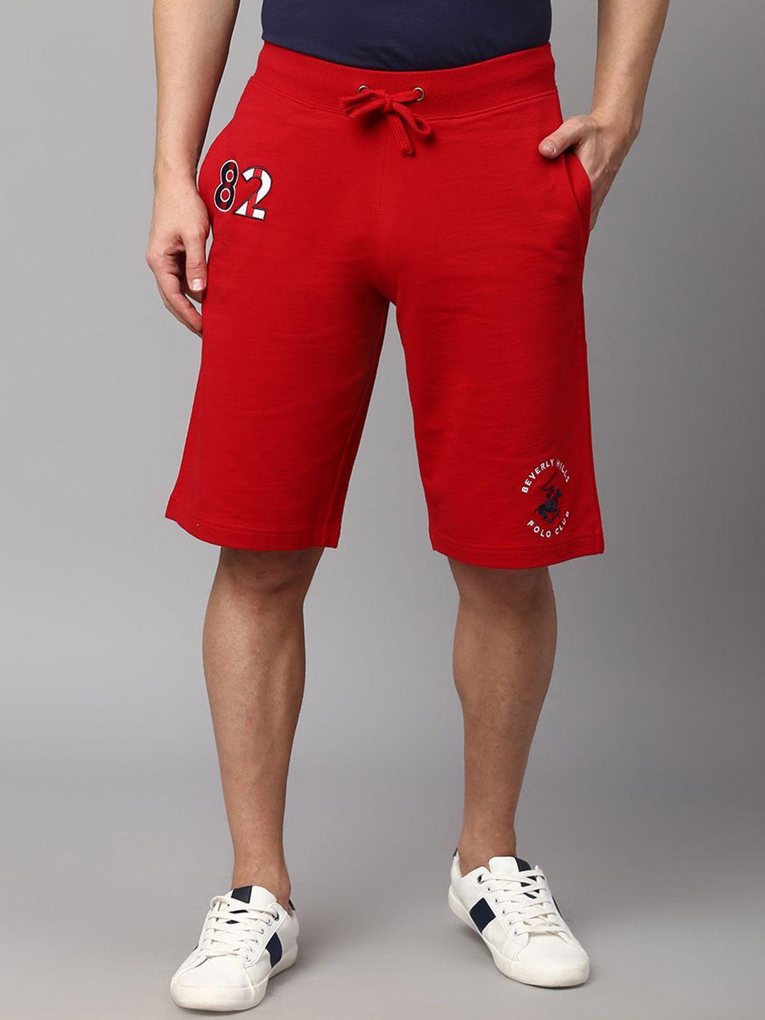 beverly hills polo club men pure cotton mid-rise sports shorts