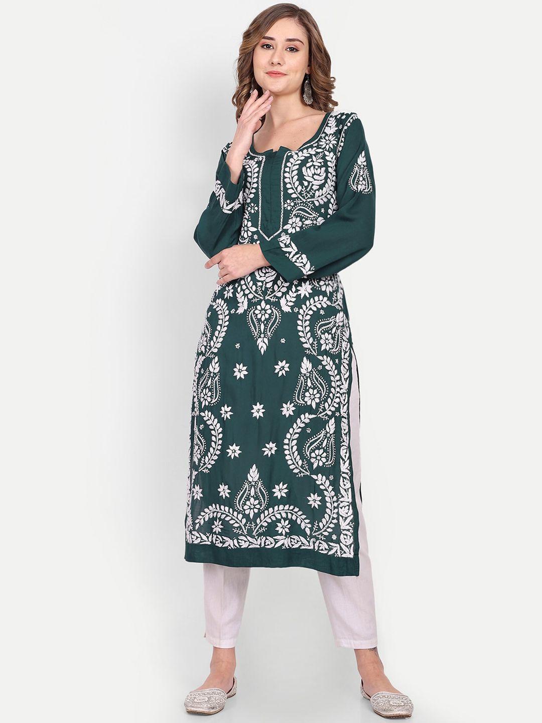 indiankala4u floral embroidered chikankari kurta