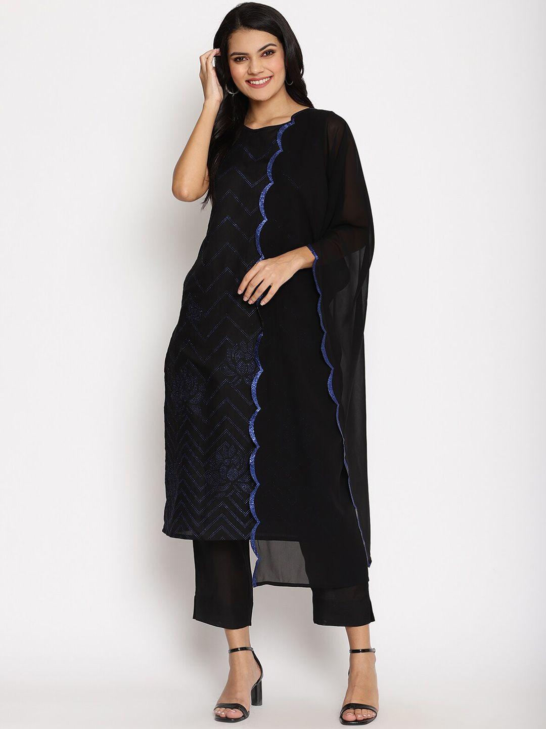 ahalyaa chevron beads and stones kurta with trousers & with dupatta