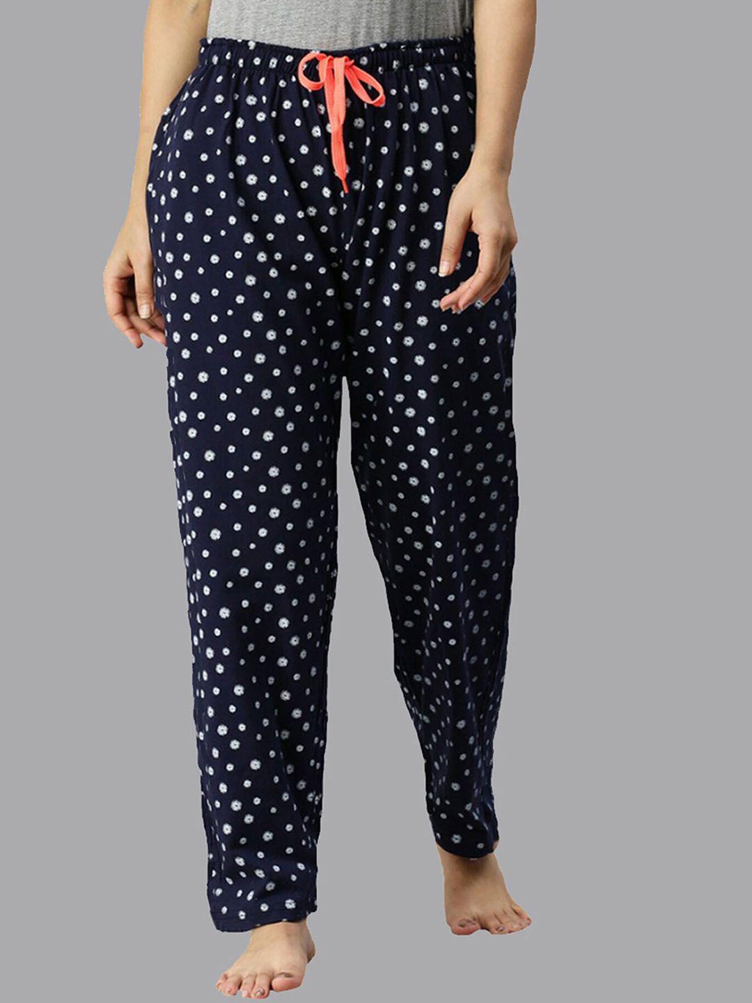 kryptic women printed cotton mid-rise straight lounge pants