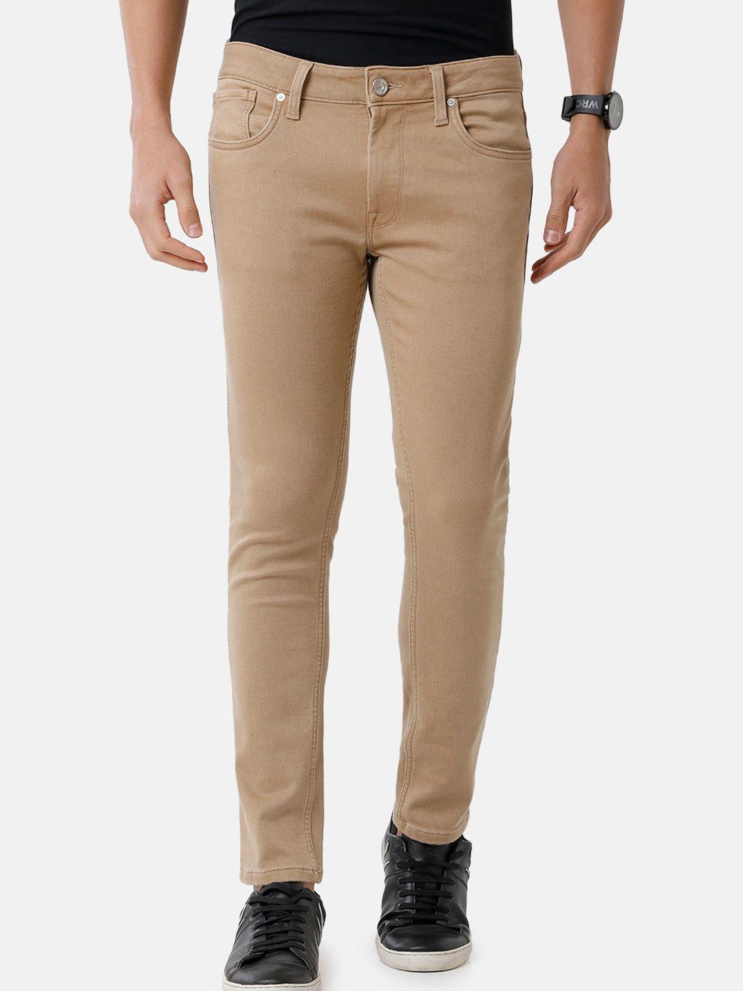 voi jeans men khaki skinny fit mid rise stretchable jeans