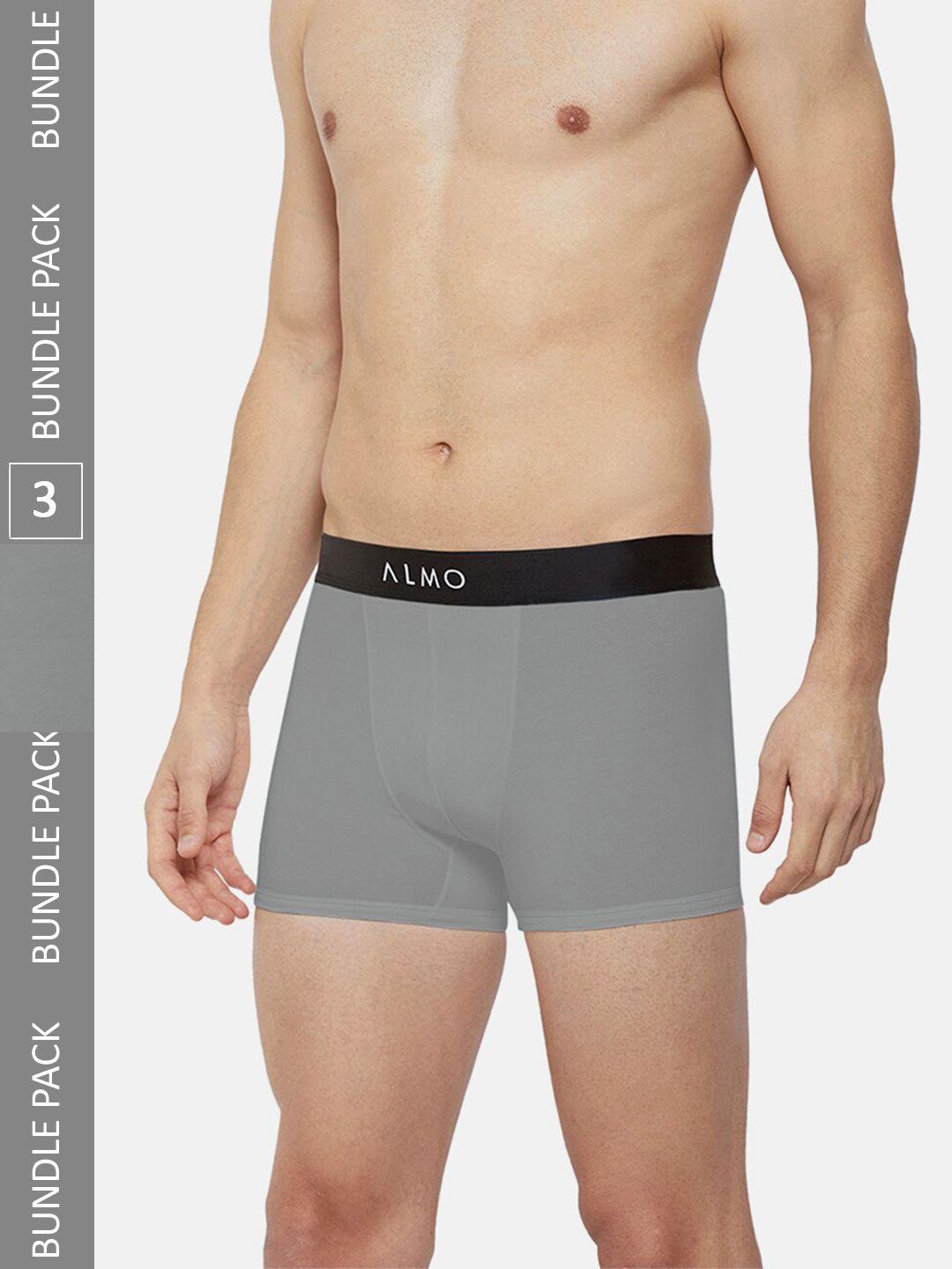 almo wear men pack of 3 mid-rise anti-bacterial cotton metallic trunks cred-oc-t-sgsgsg