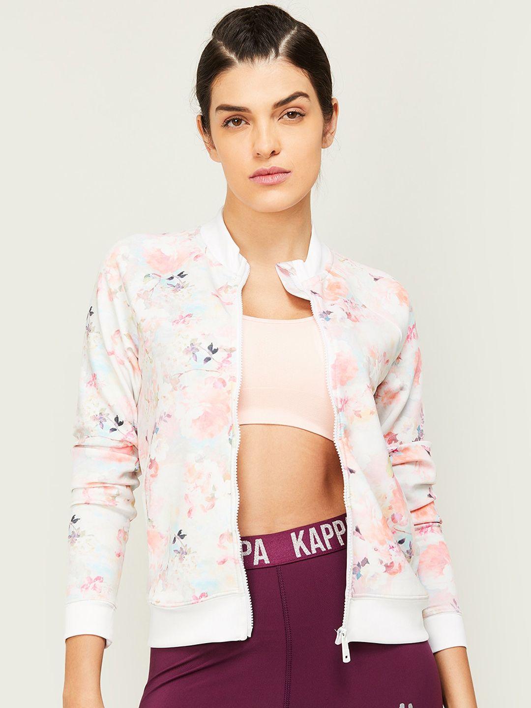 kappa women floral printed long sleeves bomber jacket