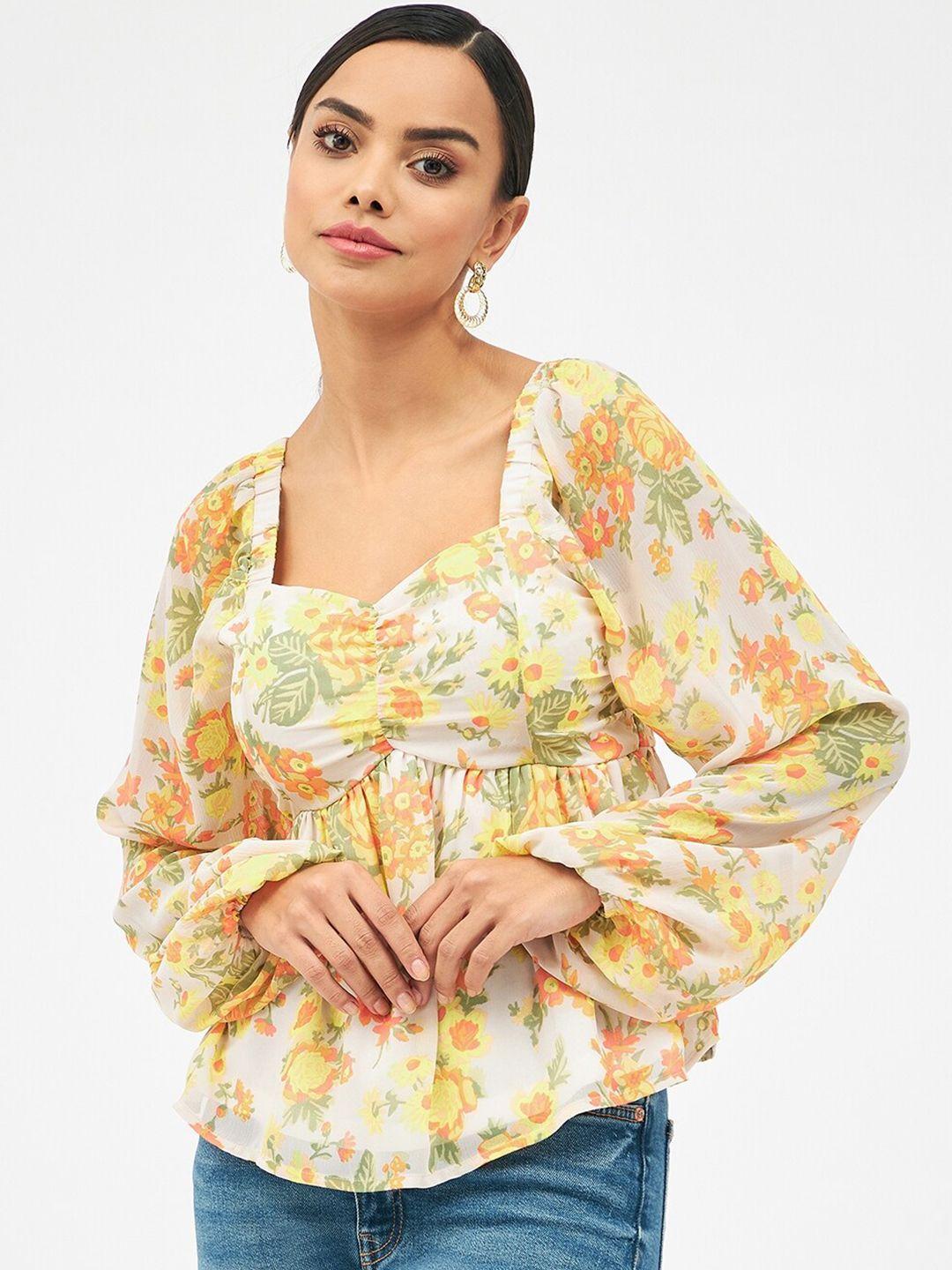 harpa floral printed sweetheart neck empire top