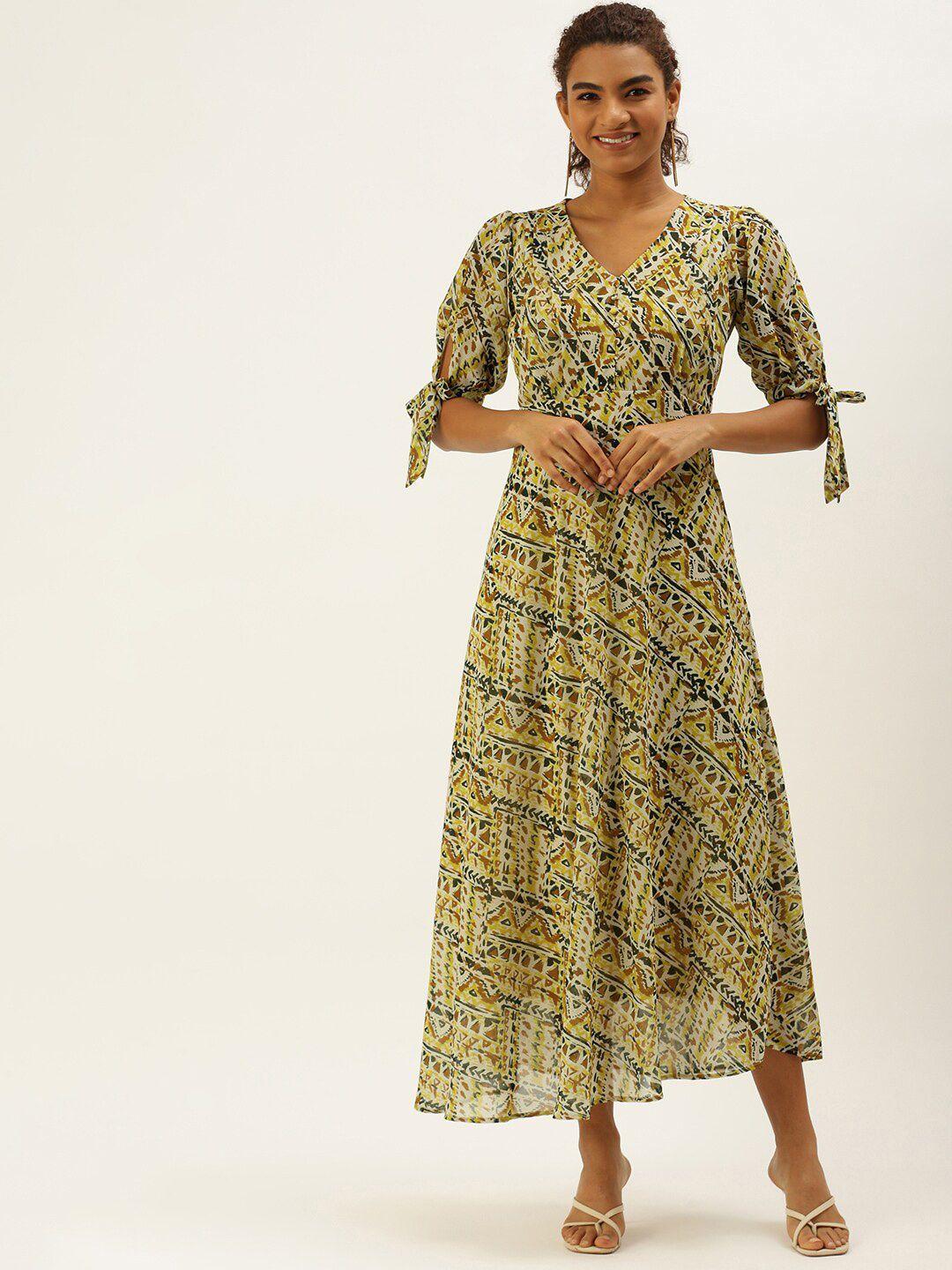 sangria abstract printed v-neck maxi dress