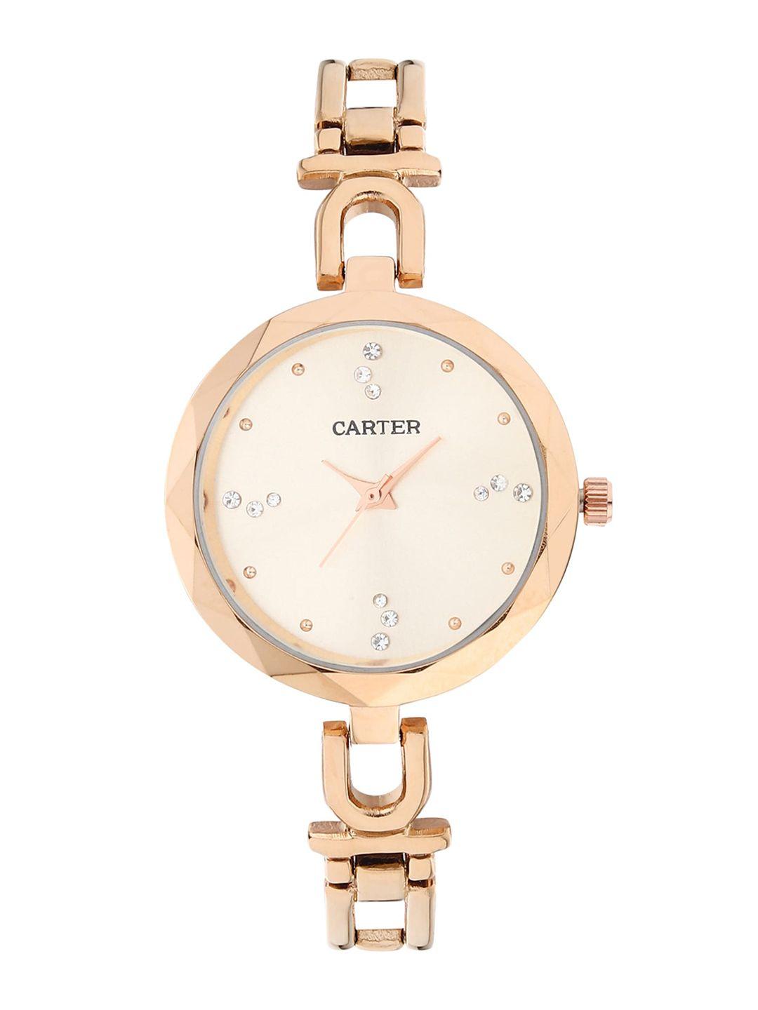 sandy d carter women embellished bracelet style straps analogue watch sd-carter-23-16-rg