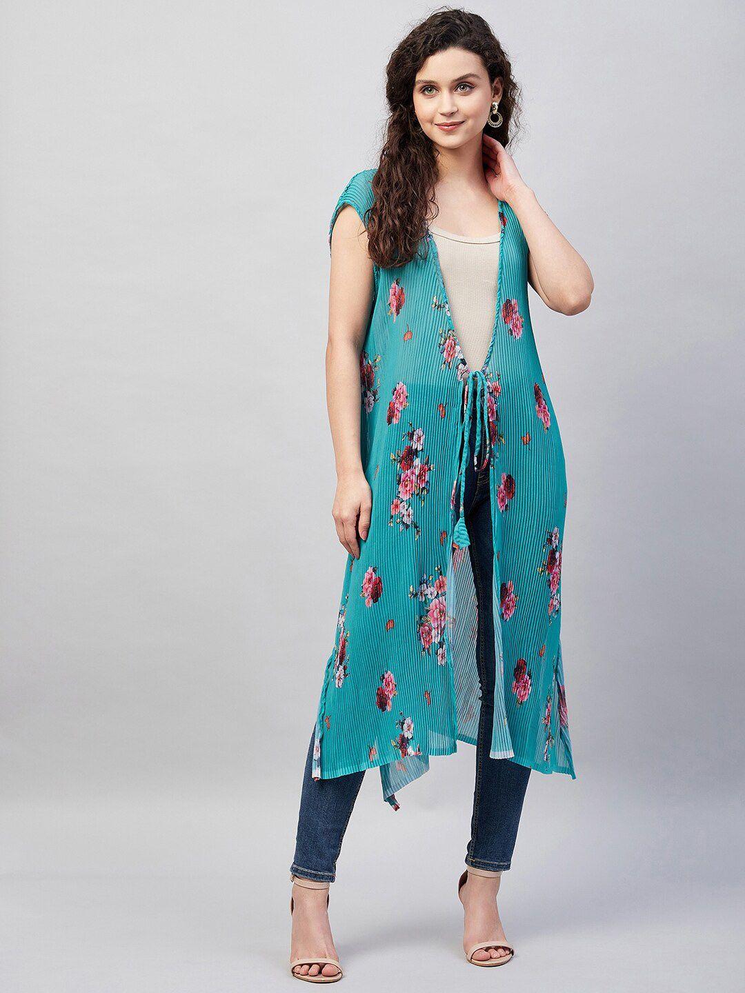 inweave women floral printed longline shrug