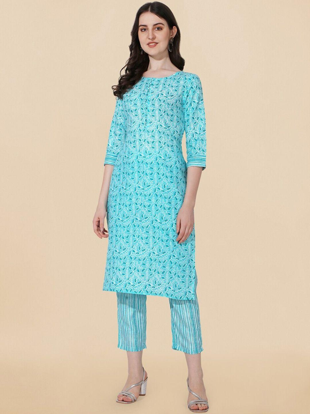 mirchi fashion ethnic motifs printed round neck kurta with trousers