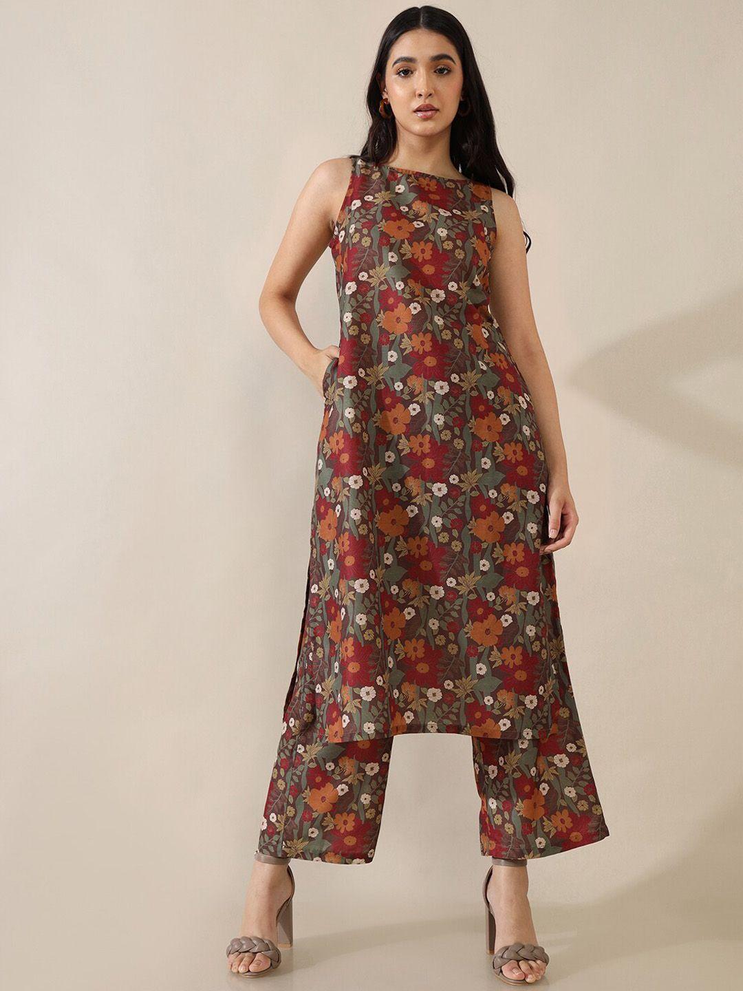 saaki floral printed kurta with trousers