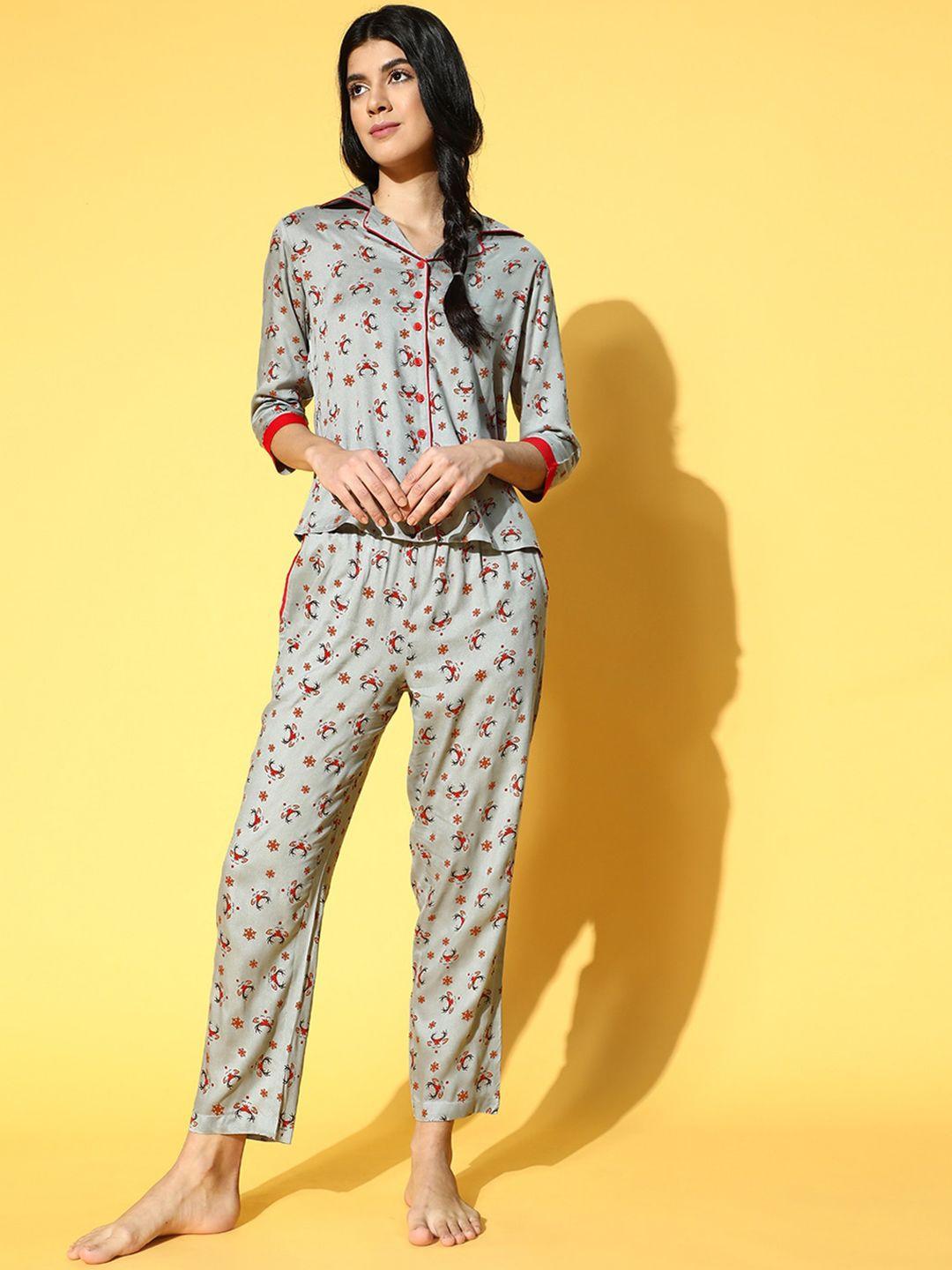 slumber jill conversational printed night suit