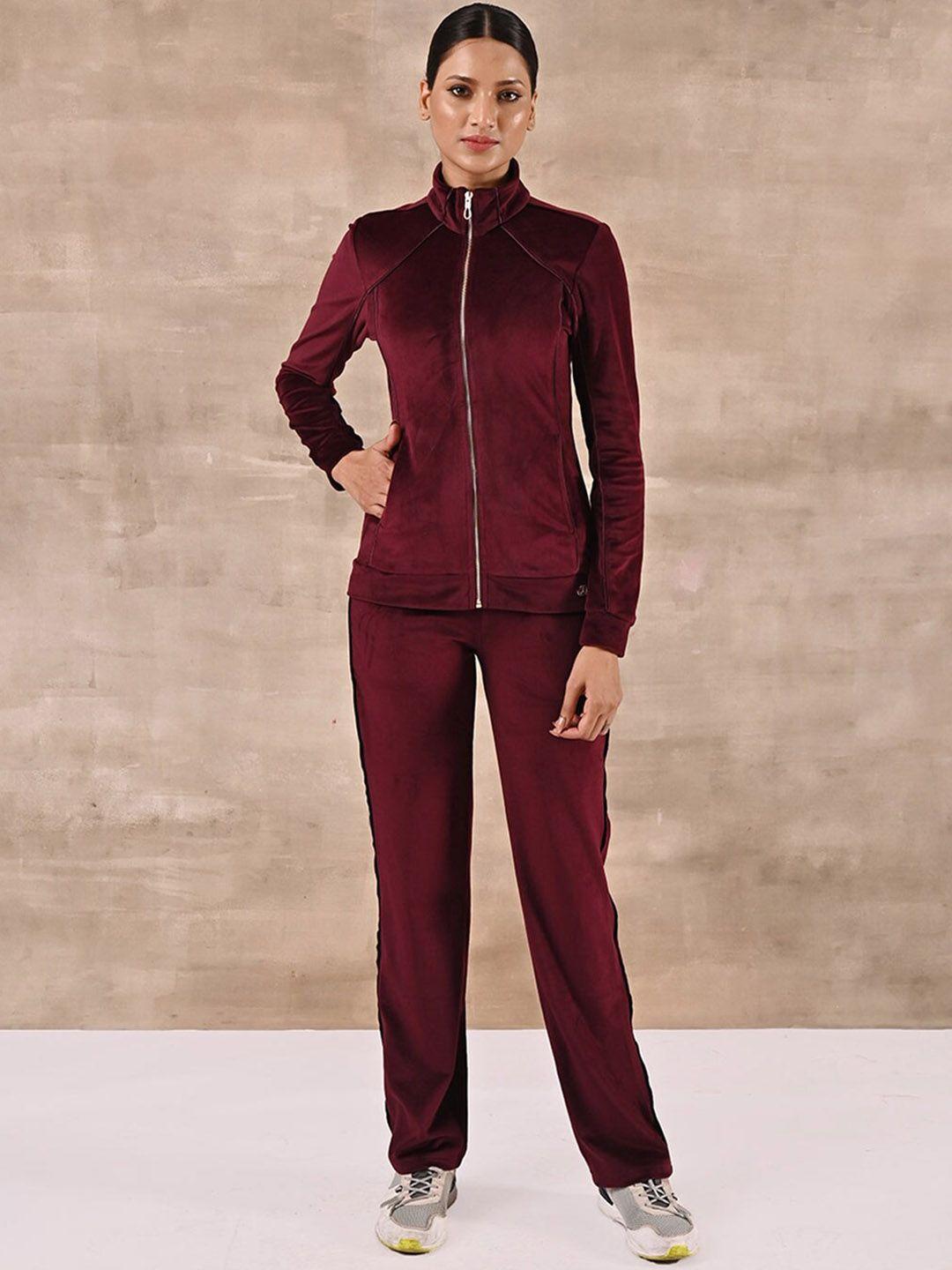 lakshita plus size velour mock collar long sleeves tracksuit