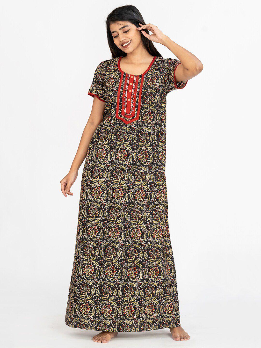 maybell floral printed pure cotton maxi nightdress