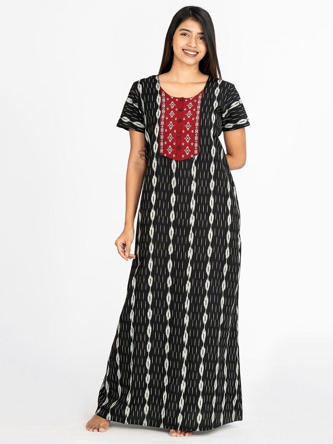 maybell ethnic motifs printed pure cotton maxi nightdress