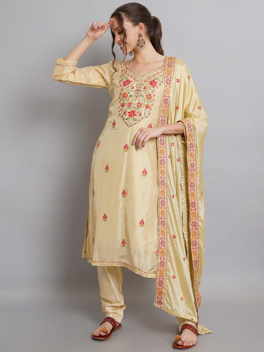 stylee lifestyle embroidered pure silk unstitched dress material