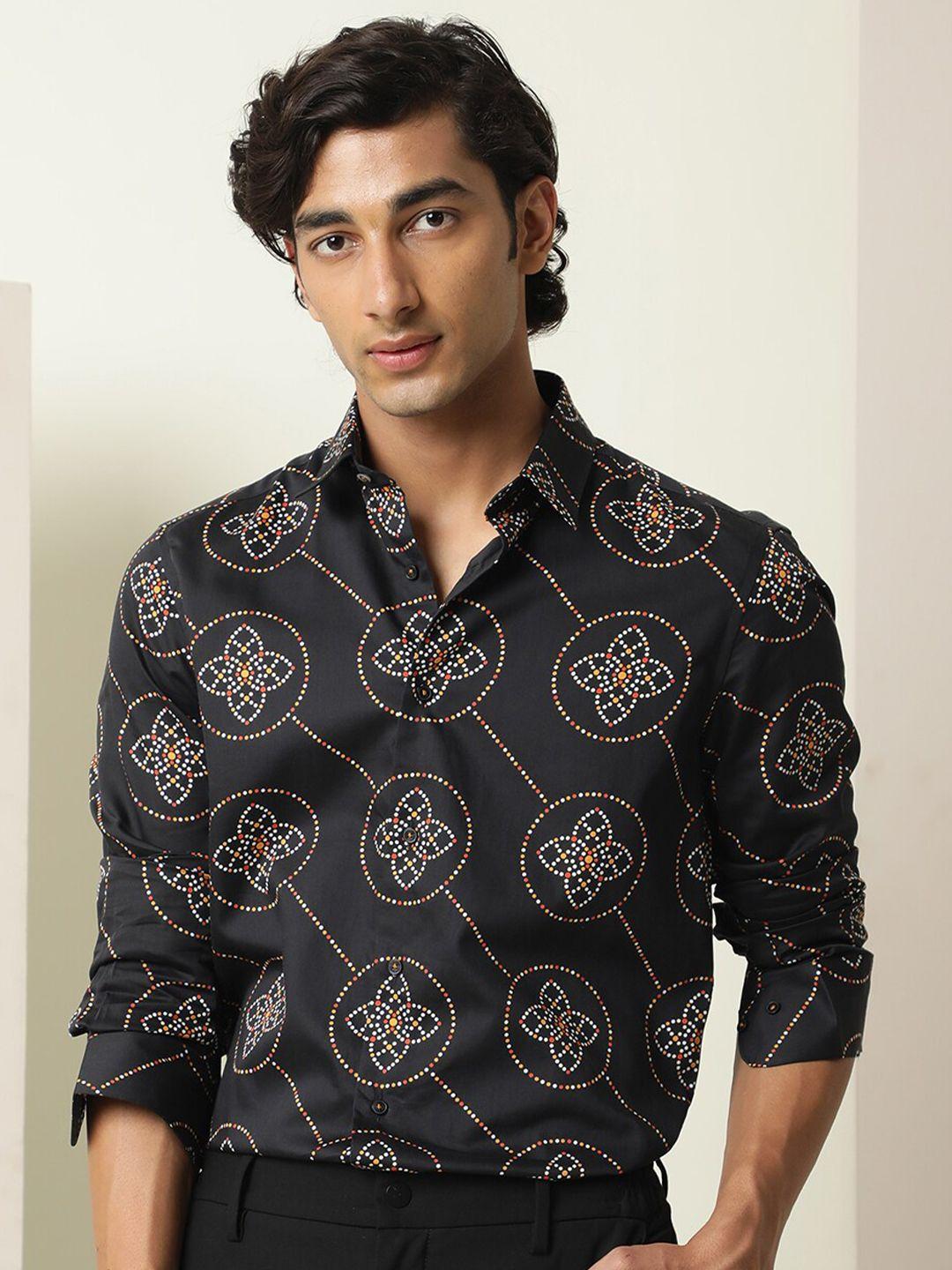 rare rabbit slim fit ethnic motifs printed cotton casual shirt