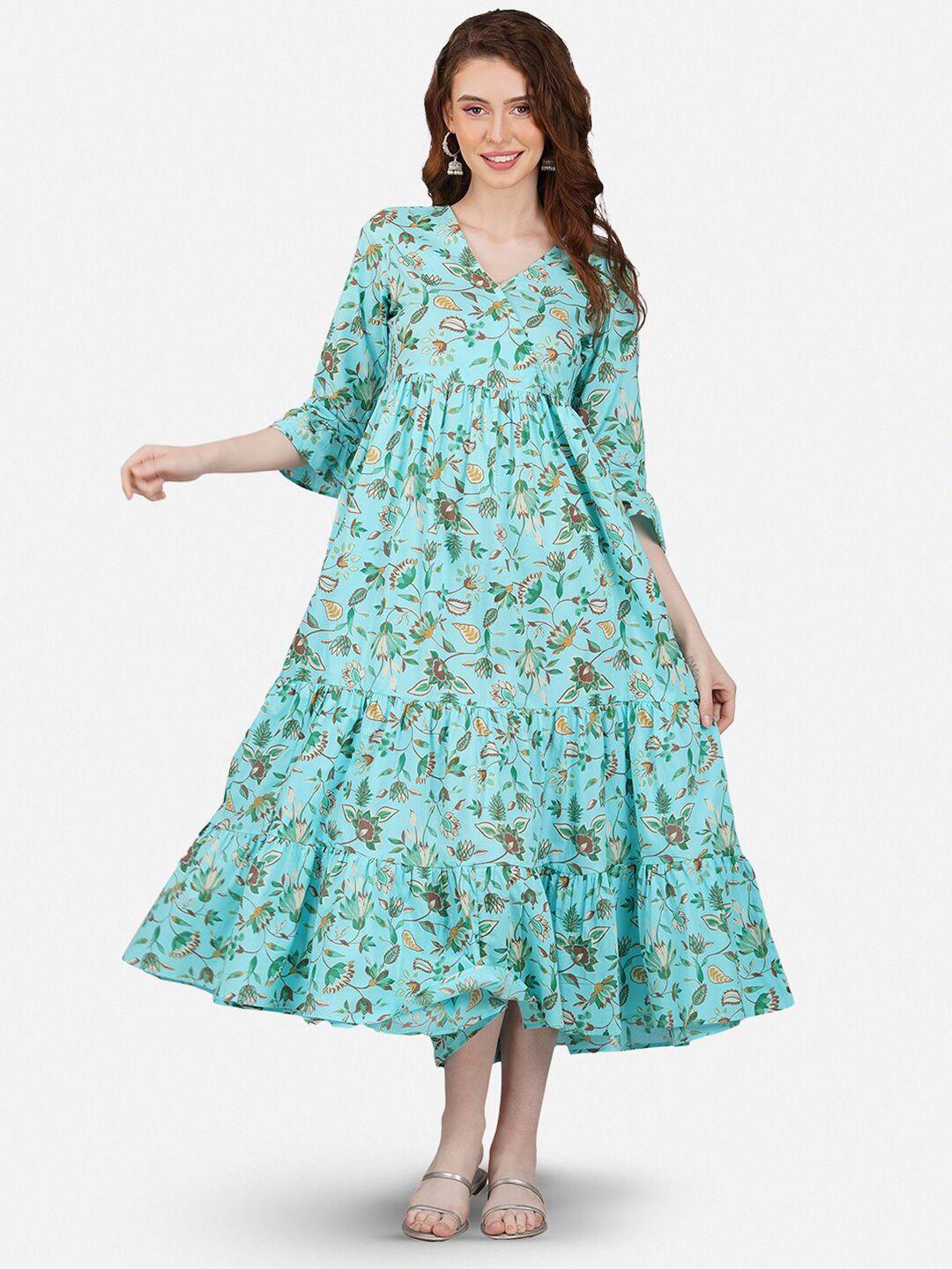 twilldor floral printed cotton wrap midi dress