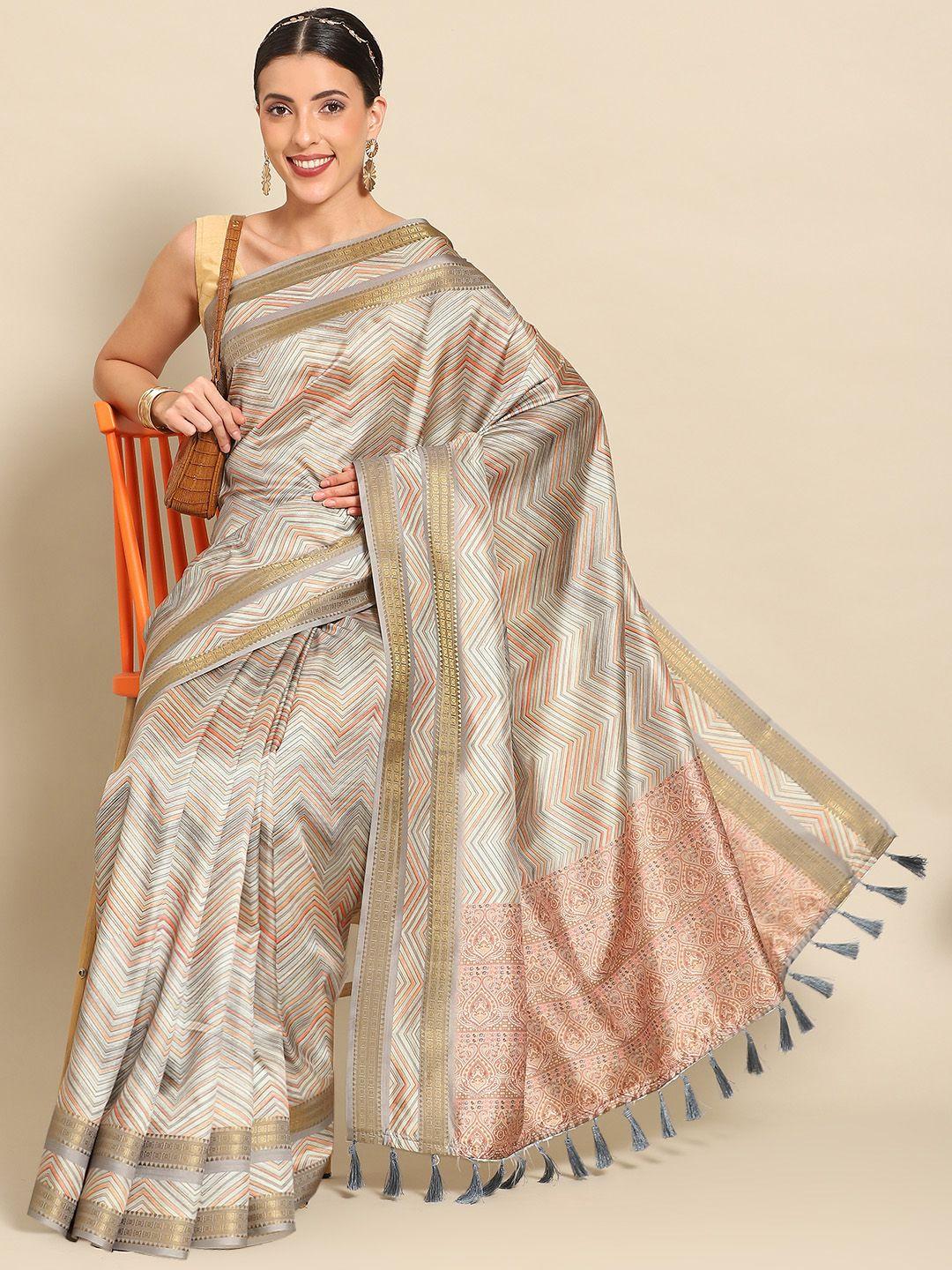 silk land floral zari banarasi saree