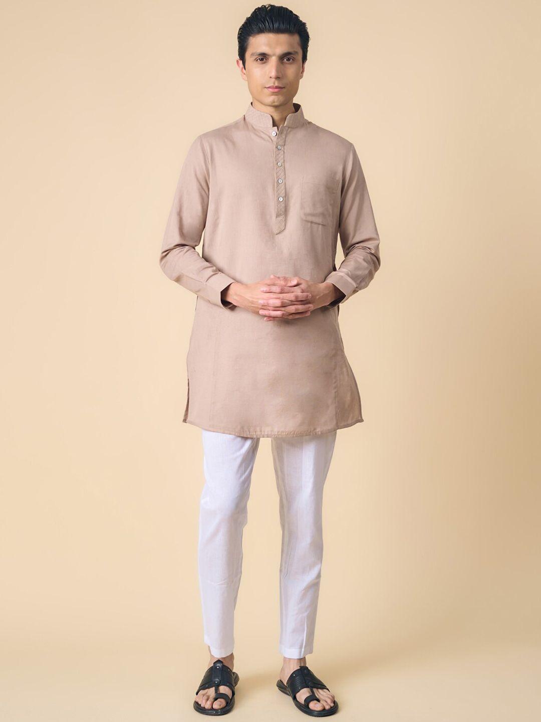 tasva men mandarin collar cotton kurta